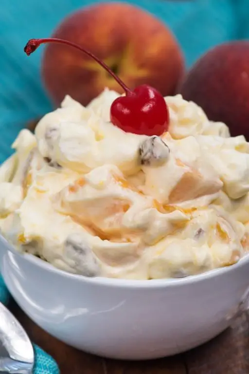 Peach Fluff Salad with Whipped Cream