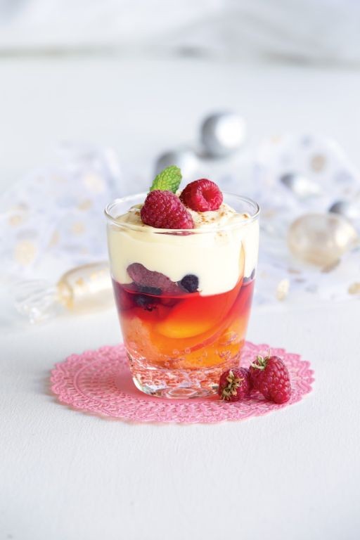 Peach Melba Gelatin Trifle