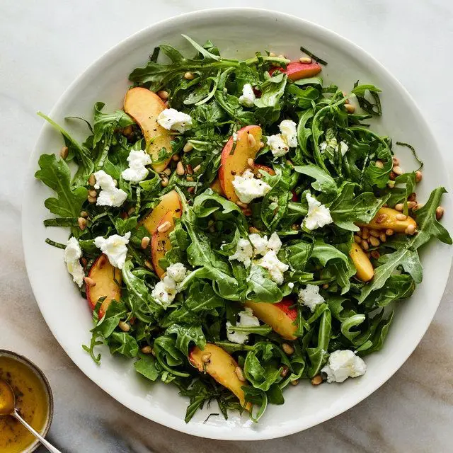 Peach and Arugula Salad with Goat Cheese