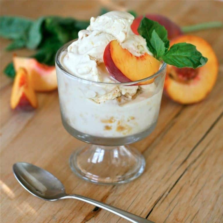 Peach and Basil Infused Ice Cream