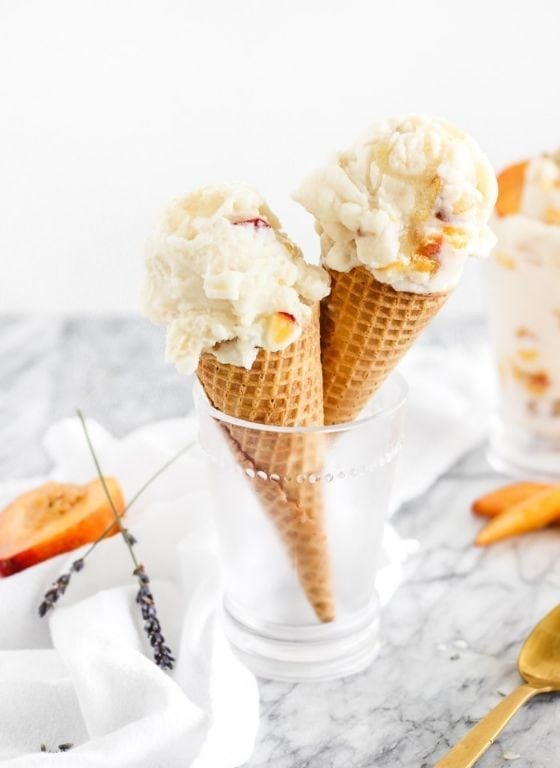 Peach and Honey Lavender Ice Cream