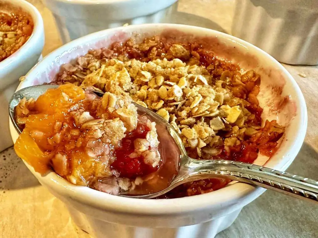 Peach and Raspberry Crumble