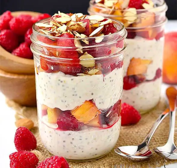 Peach and Raspberry Parfait