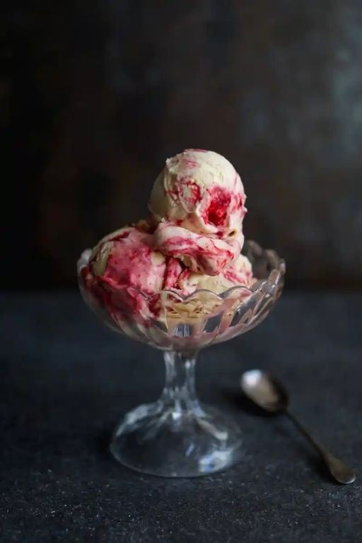 Peach and Raspberry Ripple Ice Cream