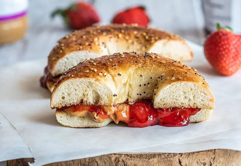Peanut Butter and Jelly Bagel Sandwich