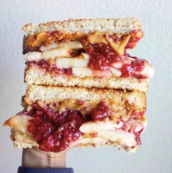 Peanut Butter and Raspberry Jam Sandwich