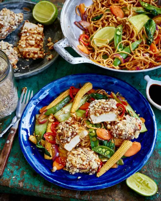 Peanut-Crusted Tofu Stir Fry
