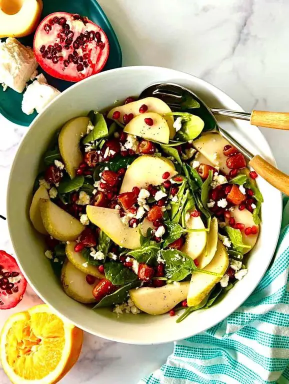 Pear and Pomegranate Salad with Mint and Feta