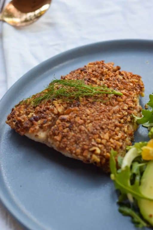 Pecan-Crusted Halibut with Cranberry Sauce