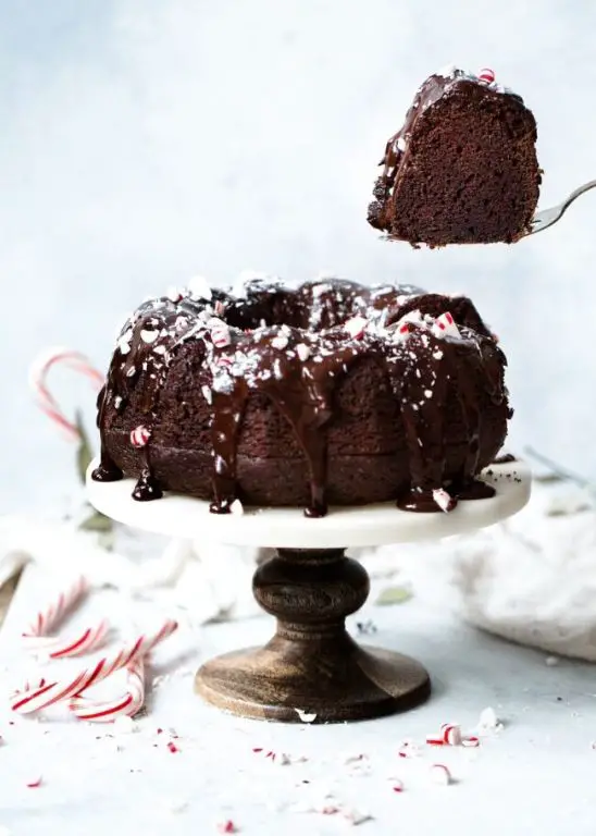 Peppermint Chocolate Holiday Bundt Cake