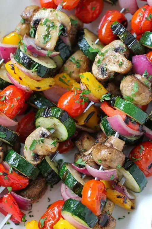 Perch Kebabs with Zucchini and Bell Peppers