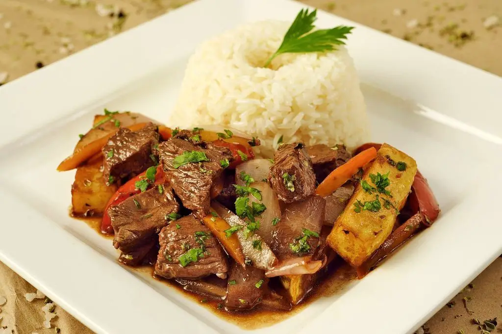 Peruvian Lomo Saltado with Rice