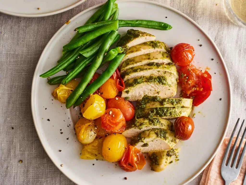 Pesto Chicken Breast with Cherry Tomatoes
