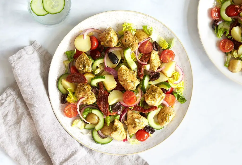 Pesto Chicken Salad with Sun-Dried Tomatoes