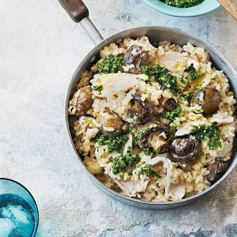 Pesto Chicken and Mushroom Risotto