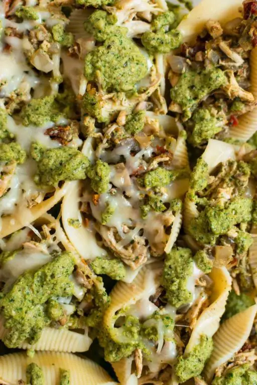 Pesto Chicken and Spinach Stuffed Shells