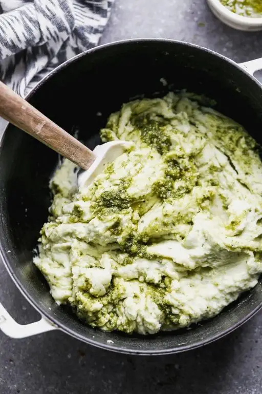 Pesto Mashed Potatoes with Italian Flair