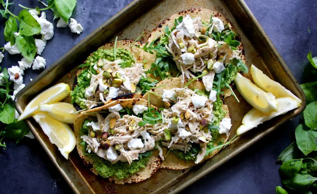 Pesto Shredded Chicken Tacos