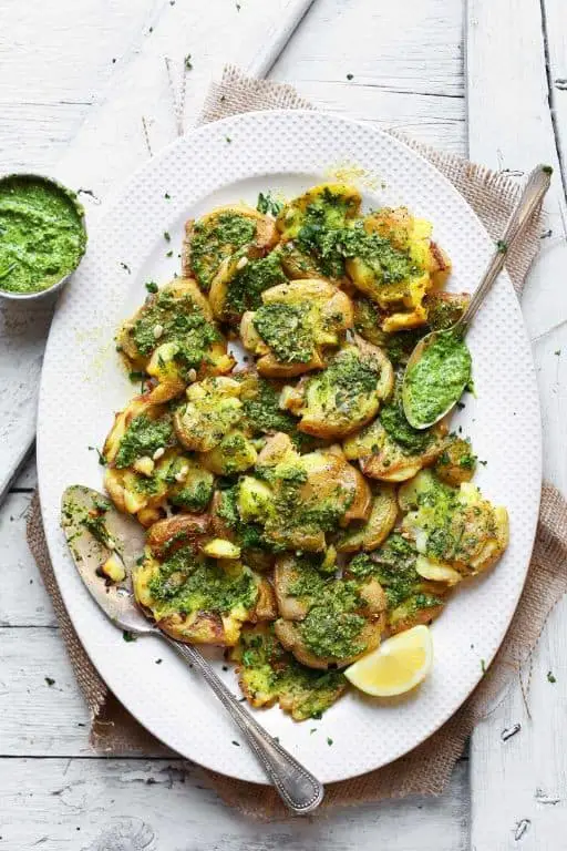 Pesto Smashed Potatoes
