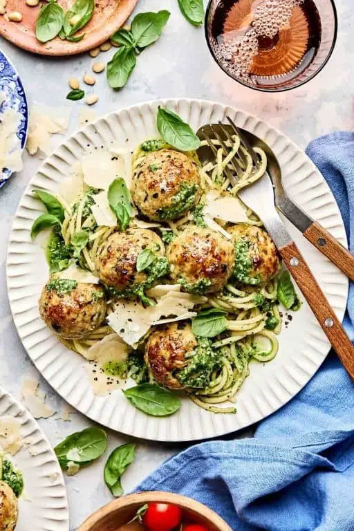 Pesto and Parmesan Cocktail Meatballs