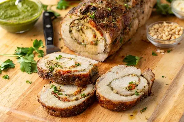 Pesto and Pine Nut Stuffed Pork Loin