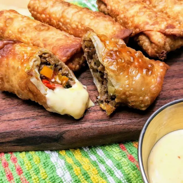 Philly Cheesesteak Egg Rolls with Spicy Mustard Dip