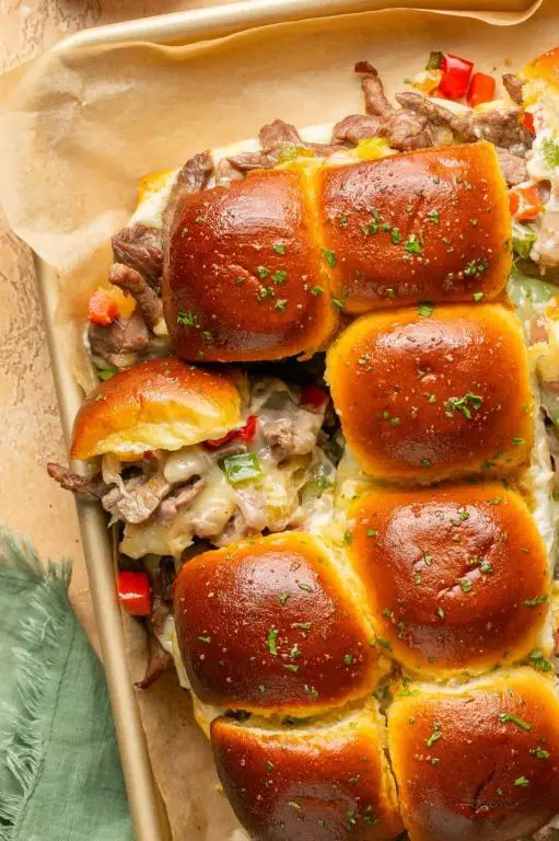 Philly Cheesesteak Sliders with Garlic Butter Rolls