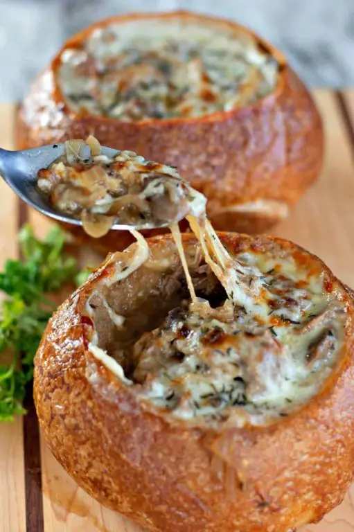 Philly Cheesesteak Soup with Crusty Bread