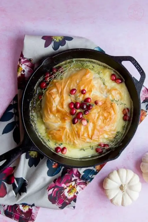 Phyllo-Wrapped Brie with Cranberry Sauce