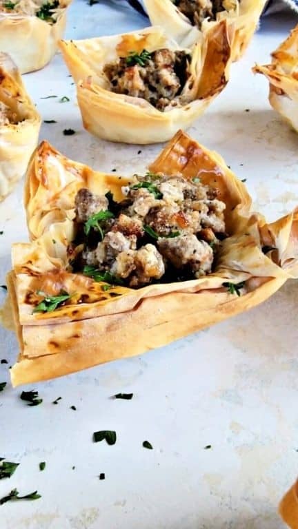 Phyllo-Wrapped Sausage and Cheese Bites