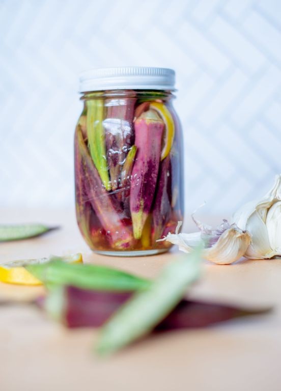 Pickled Okra with Black Peppercorns