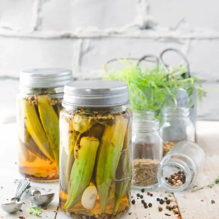 Pickled Okra with Coriander Seeds