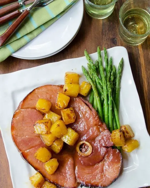 Pineapple BBQ Glazed Ham Steak