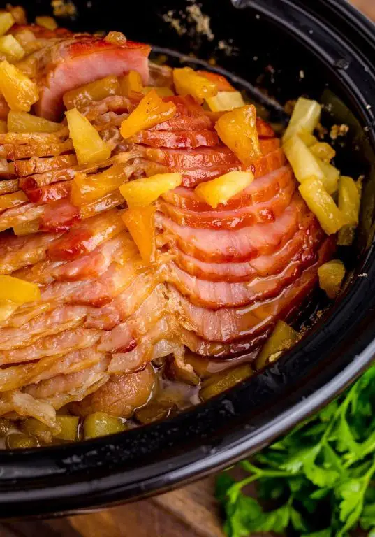 Pineapple Brown Sugar Slow Cooker Ham