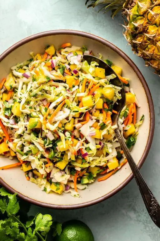Pineapple Cole Slaw with Cilantro and Lime