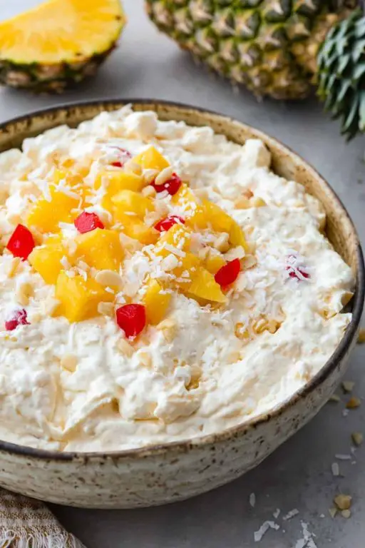 Pineapple Fluff Salad with Toasted Coconut