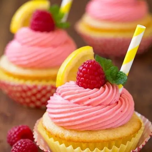 Pink Lemonade Cupcakes with Fresh Berry Topping