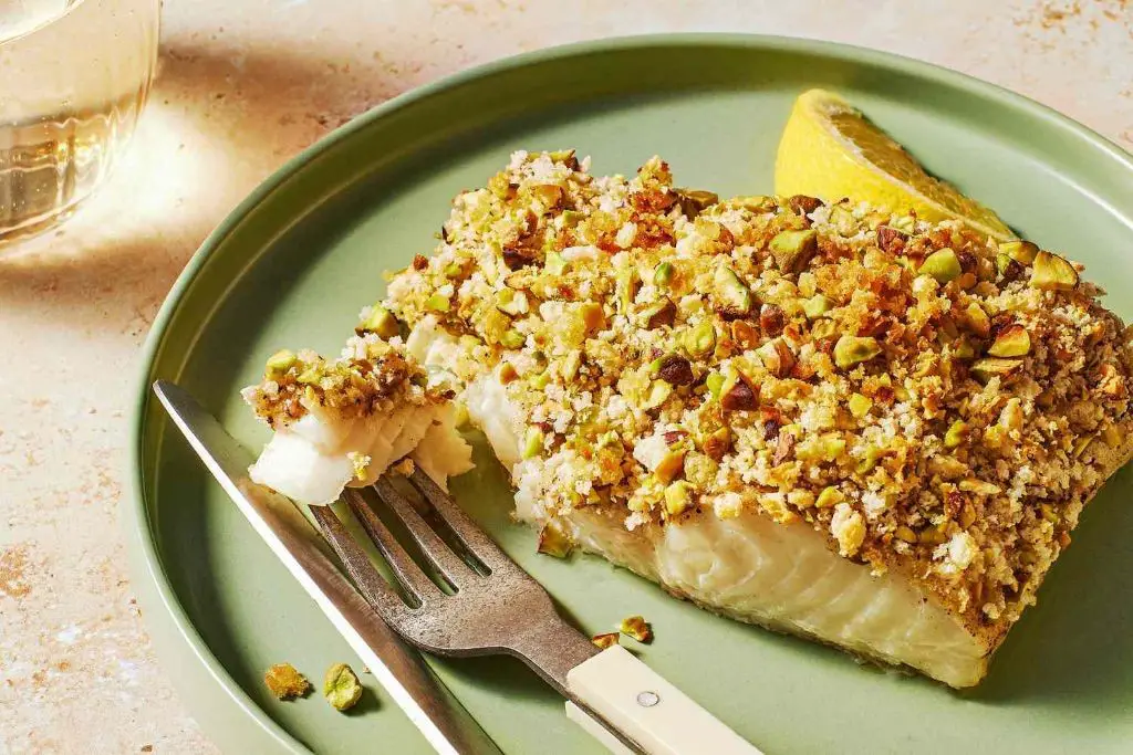 Pistachio Crusted Halibut with Lemon Butter