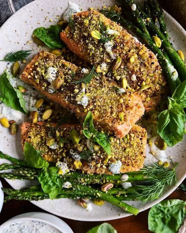 Pistachio-Crusted Salmon with Dill Sauce