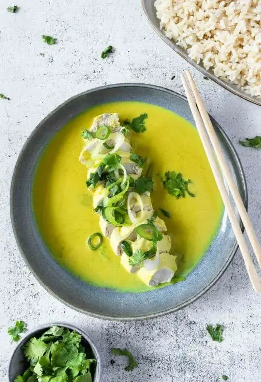 Poached Chicken in Coconut Curry Broth