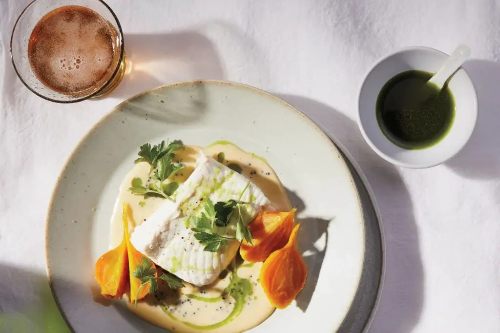 Poached Halibut with Beurre Blanc Sauce