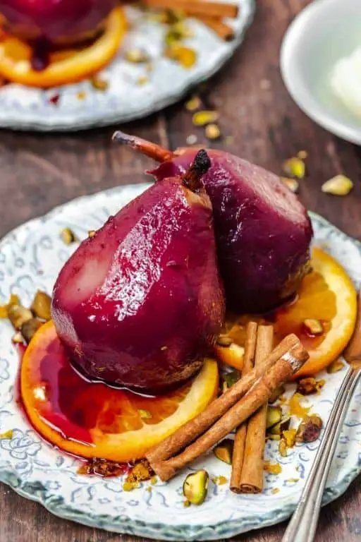 Poached Pears in Red Wine Sauce