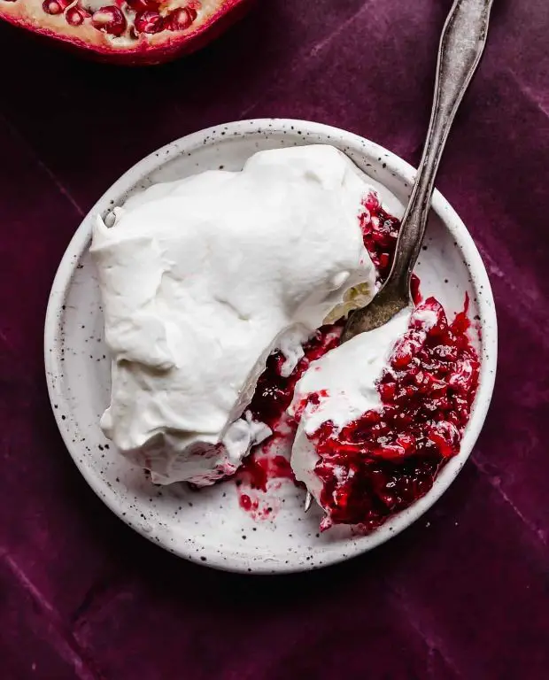 Pomegranate Gelatin with Whipped Cream