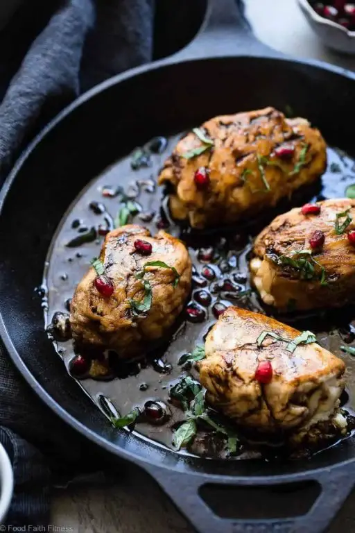 Pomegranate Glazed Chicken with Goat Cheese