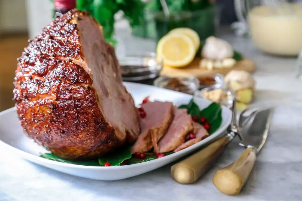 Pomegranate Molasses Glazed Ham