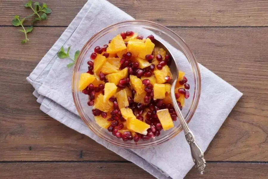 Pomegranate and Orange Fruit Salad with Cool Whip Blend