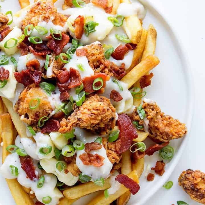 Popcorn Chicken Poutine with Gravy
