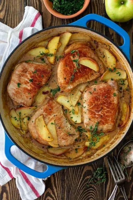 Pork Chops with Apple and Bourbon Sauce