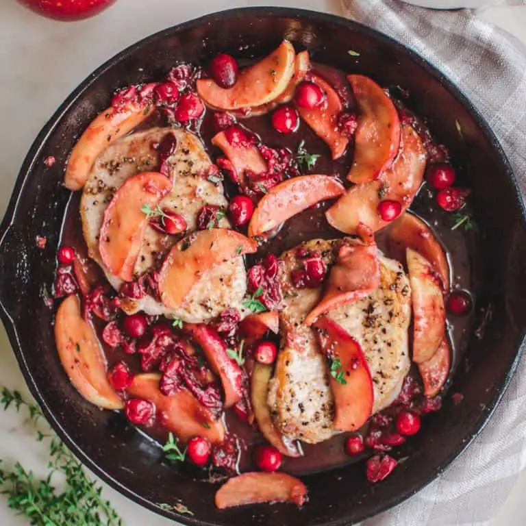 Pork Chops with Apple and Cranberry Sauce