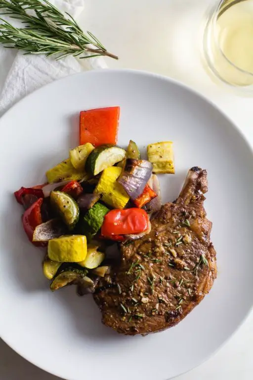 Pork Chops with Balsamic Glaze and Roasted Vegetables